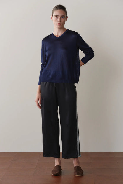 JET SILK LACE STRIPE CROP PANT