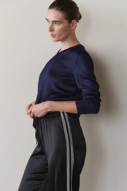 JET SILK LACE STRIPE CROP PANT