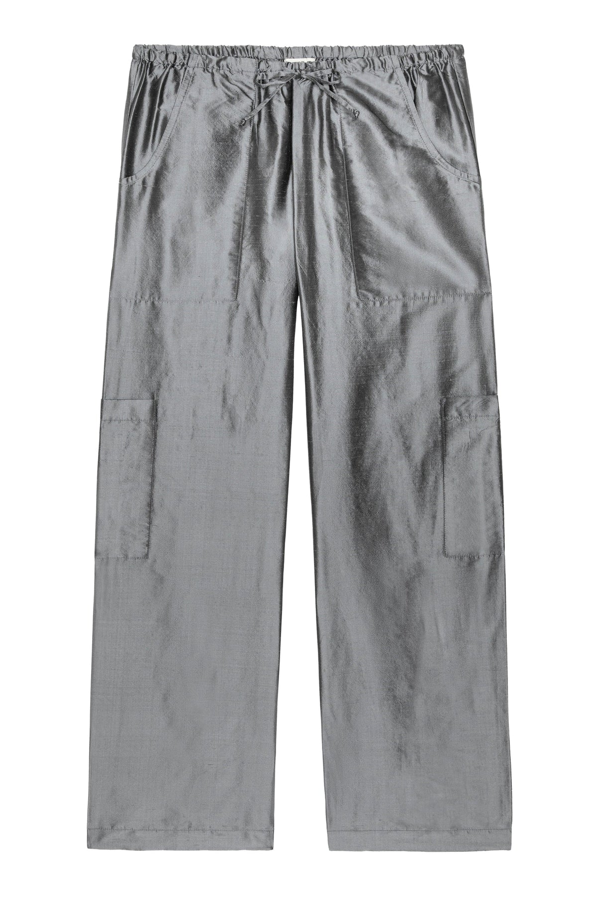 PEWTER TAFFETA DRAWSTRING CARGO PANT