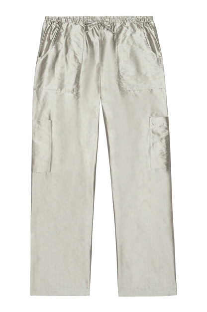 SILVER TAFFETA DRAWSTRING CARGO PANT