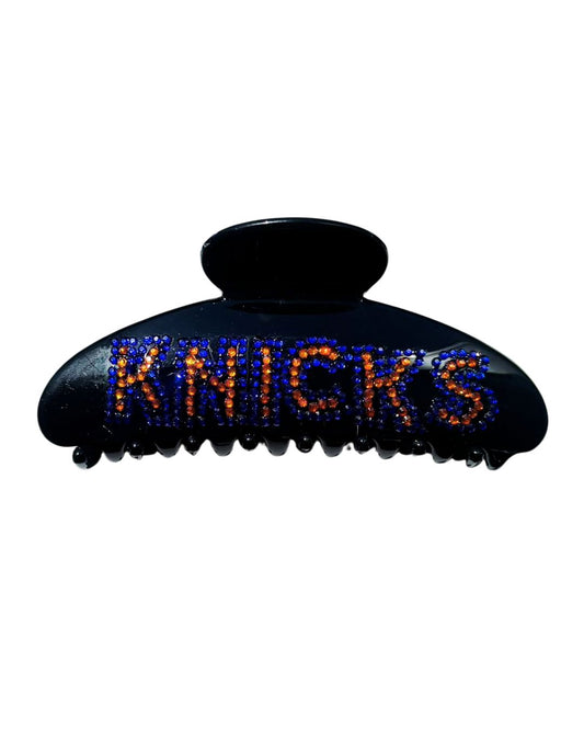 BLACK NY KNICKS BEDAZZLED CLAW CLIP