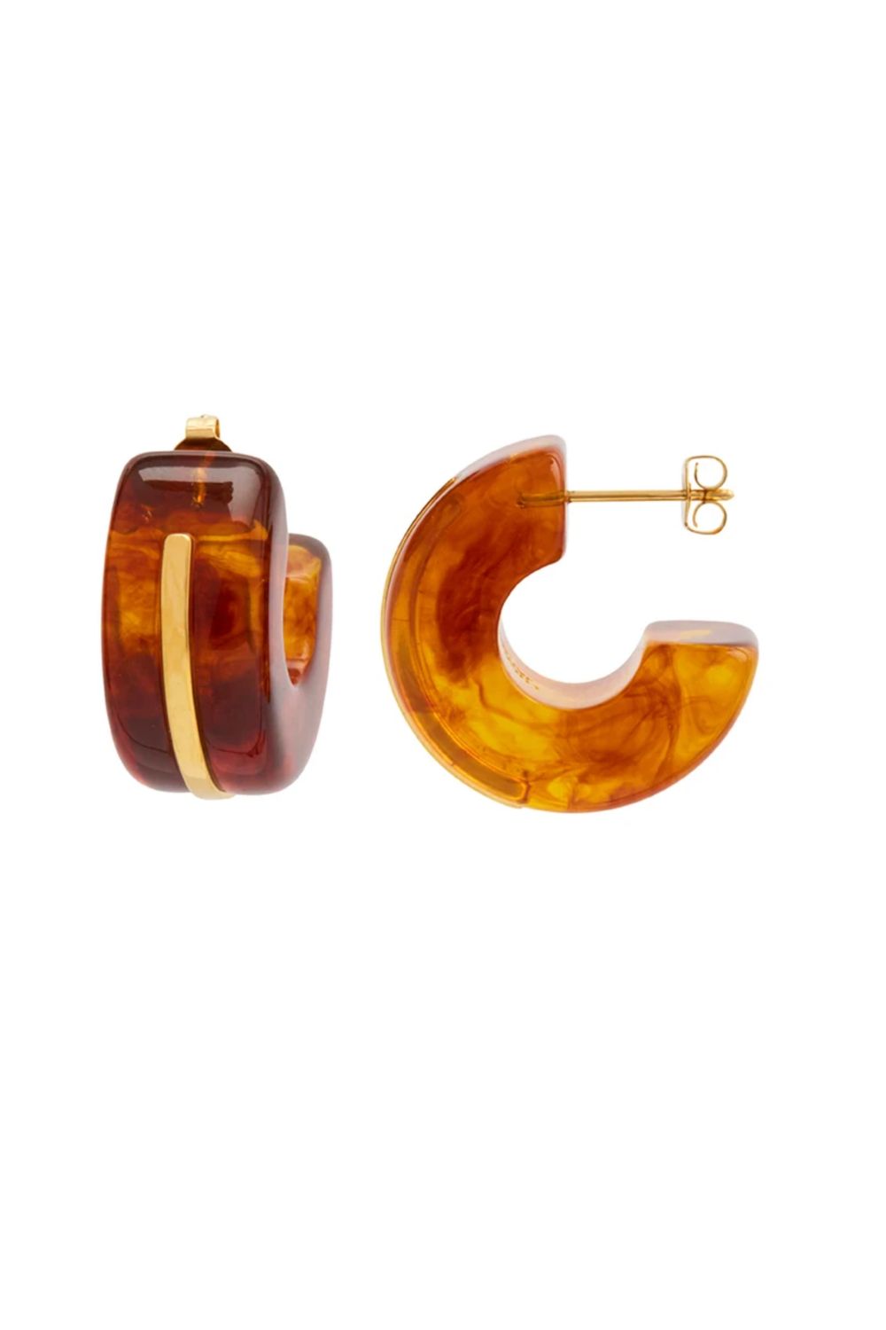 TORTOISE SHELL CHUNKY HUGGIE HOOPS