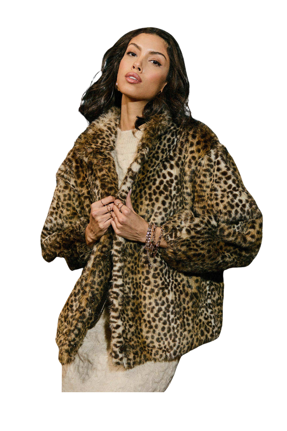 SHIREEN LEOPARD FAUX FUR JACKET