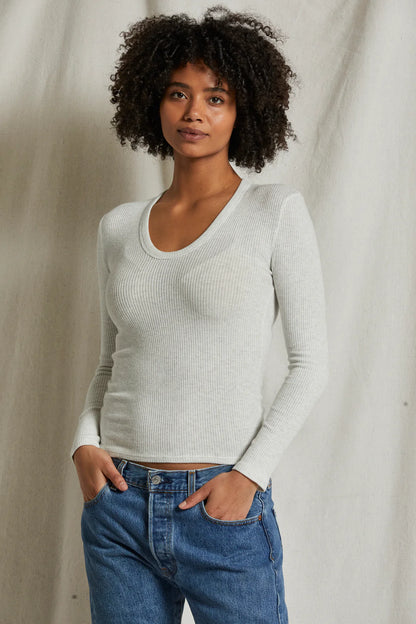 WHITNEY SWEATER RIB U NECK LONG SLEEVE