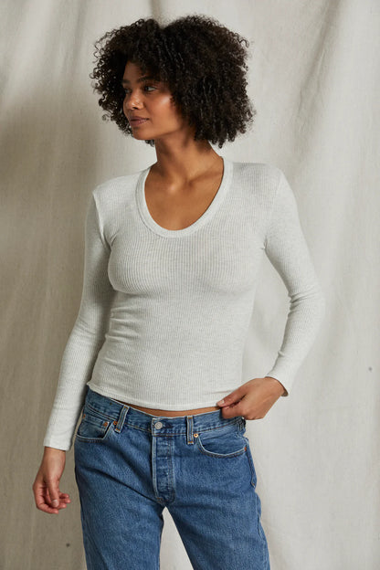 WHITNEY SWEATER RIB U NECK LONG SLEEVE