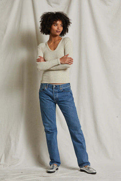 WHITNEY SWEATER RIB U NECK LONG SLEEVE