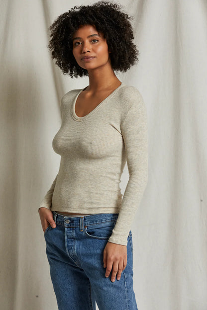 WHITNEY SWEATER RIB U NECK LONG SLEEVE