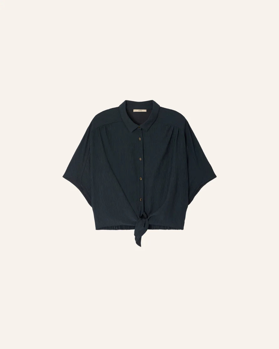 ALFASSA TEXTURED TIE FRONT TOP