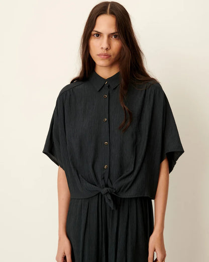ALFASSA TEXTURED TIE FRONT TOP