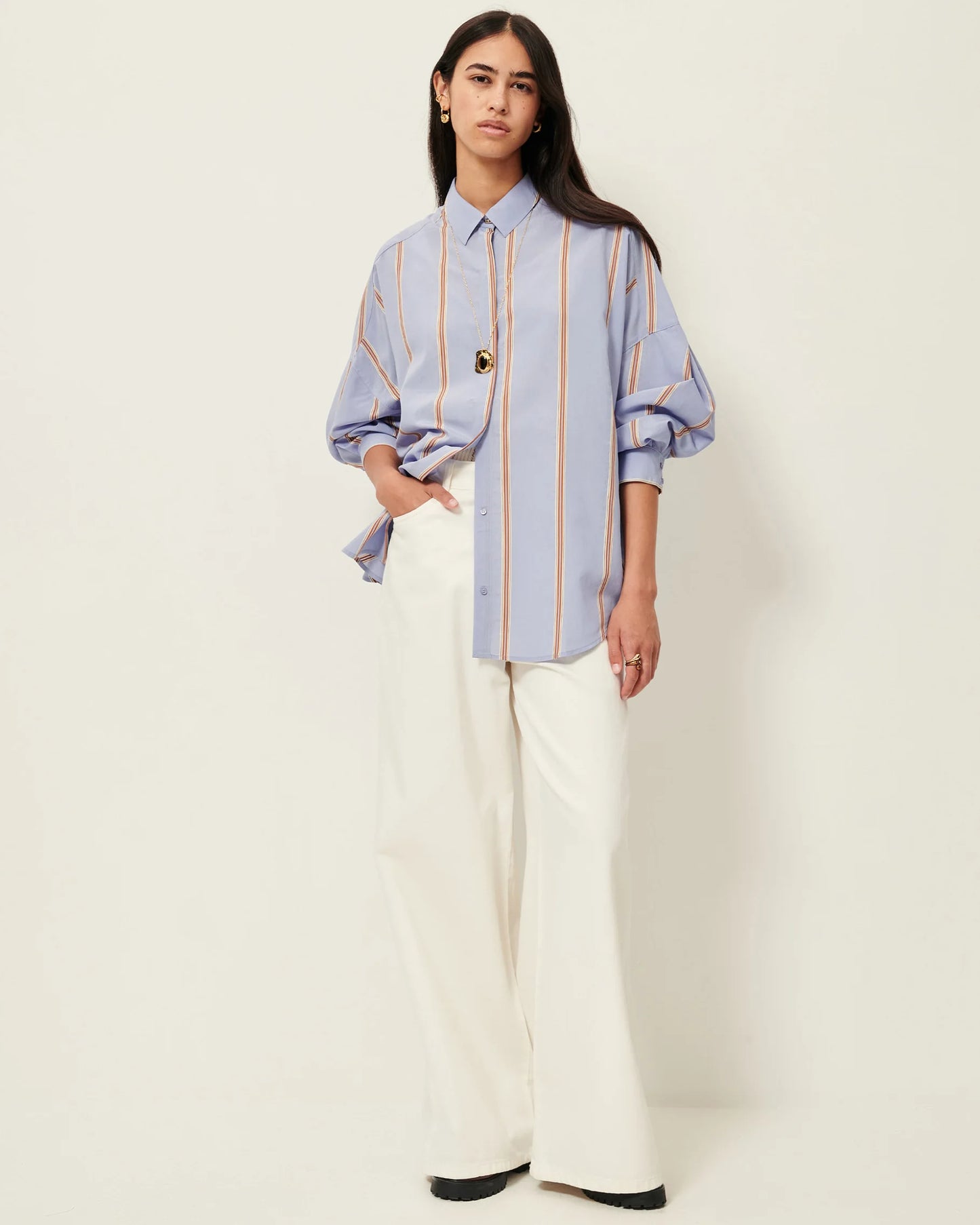 CELONA STRIPE OVERSIZED SHIRT