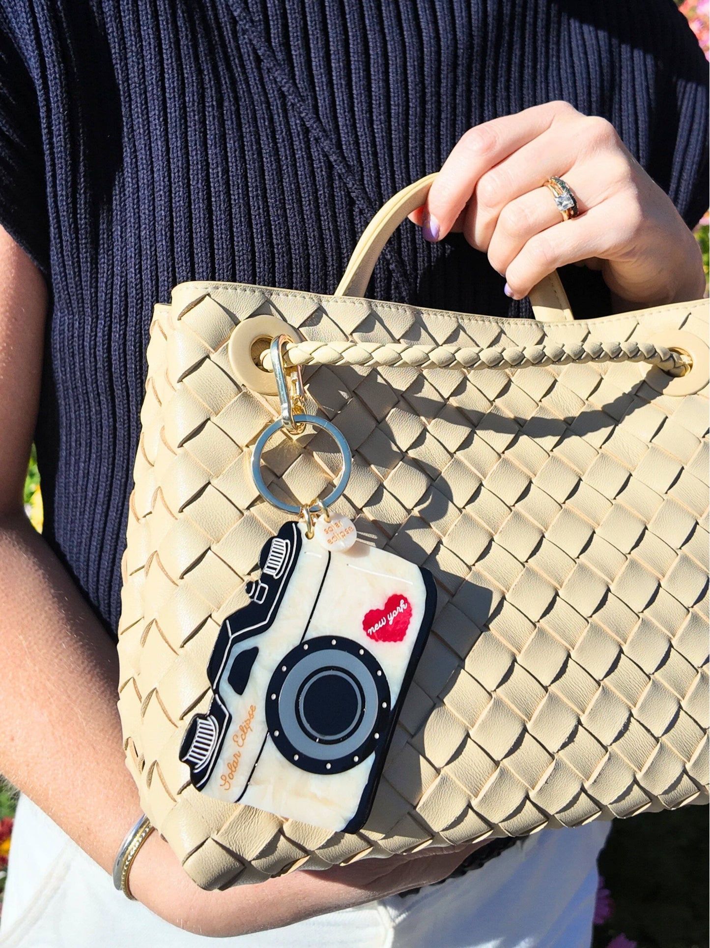 Hand-Painted NY Vintage Camera Bag Charm + Keychain | Eco-Friendly