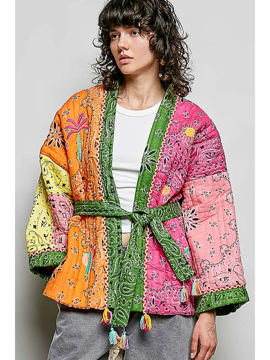 THE JACLYN BANDANA KIMONO JACKET