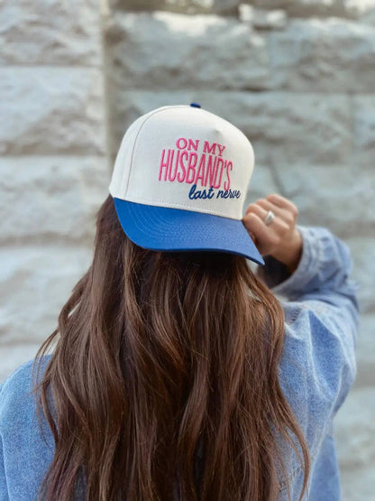 On My Husband's Last Nerve Vintage Trucker Hat