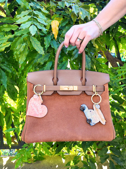 Hand-Painted Vintage Surf Car Bag Charm | Eco-Friendly