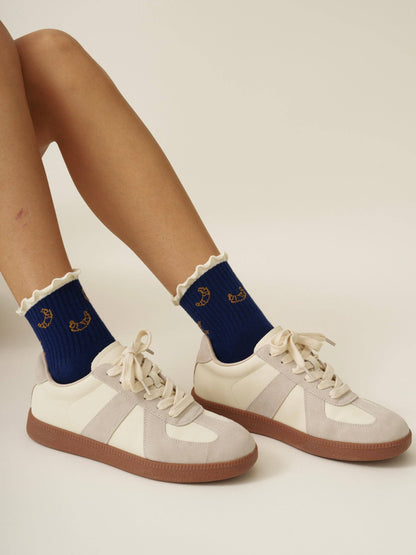 Croissant Ruffle Pilates Grip Socks