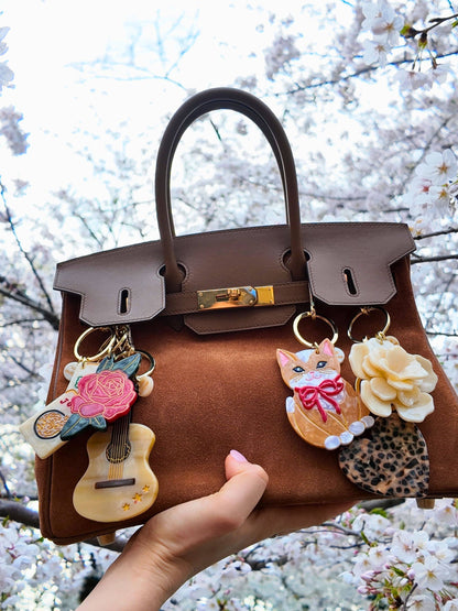 Hand-painted Kitten Bag Charm + Keychain