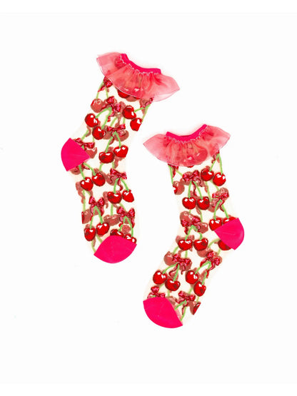 CHERRY BOW SHEER SOCKS