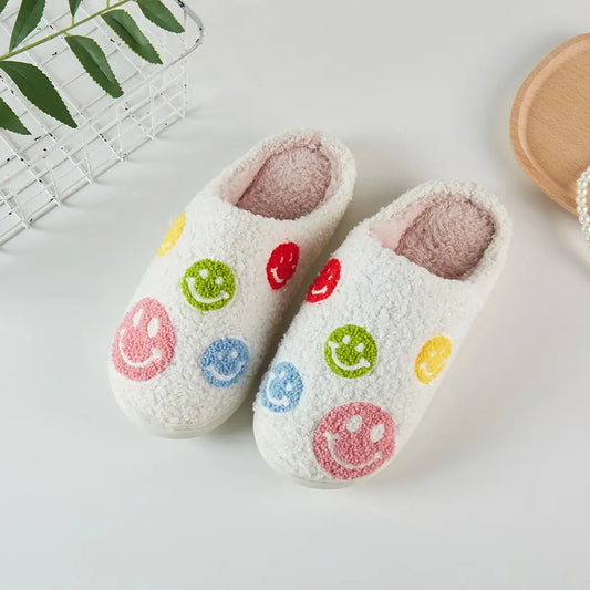 MULTI COLOR SMILEY FACE SLIPPERS