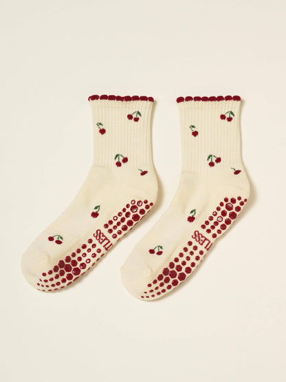 LITTLE CHERRY PILATES GRIP SOCKS