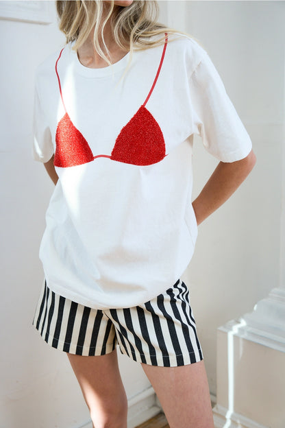 BEADED BIKINI TEE