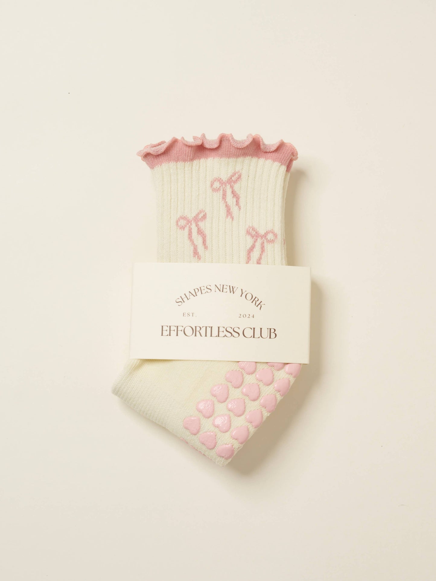 BOW RUFFLE GRIP PILATES SOCKS