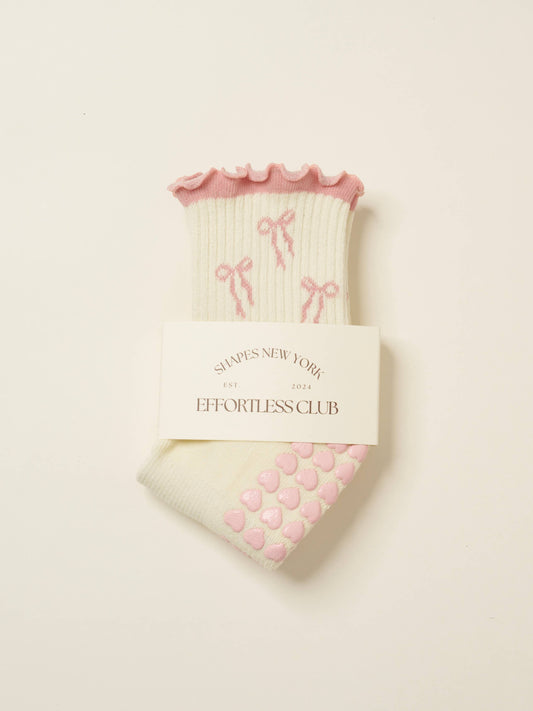 BOW RUFFLE GRIP PILATES SOCKS