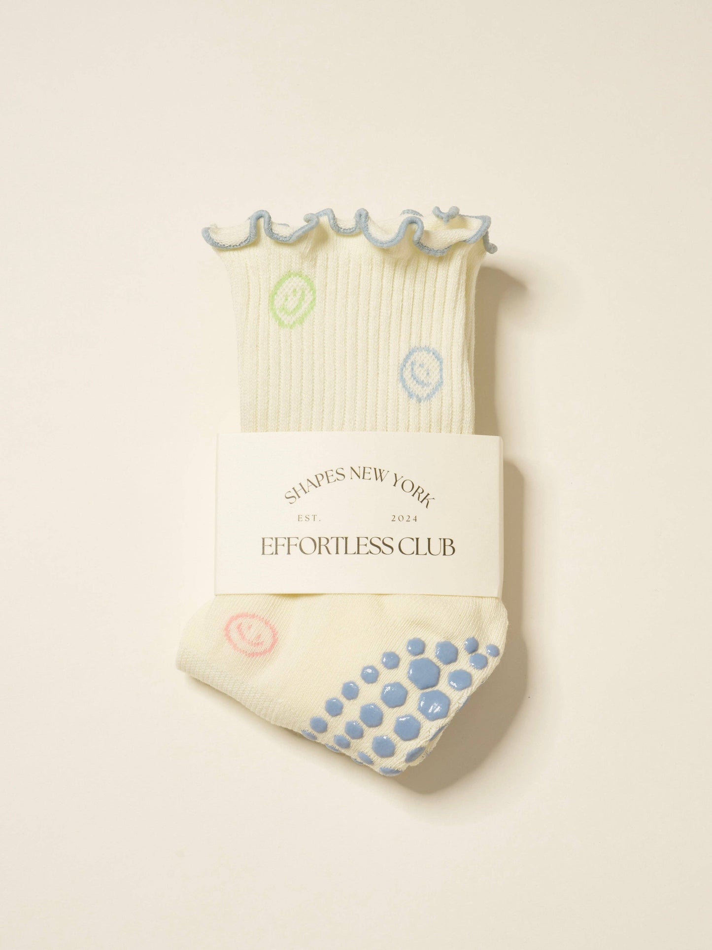 SMILEY FACE RUFFLE GRIP/PILATES SOCKS