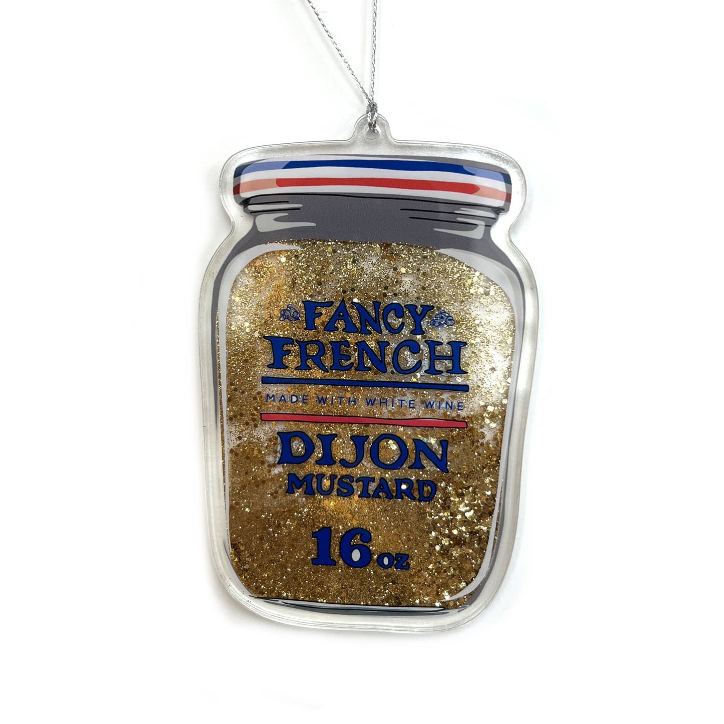 Dijon Mustard Sparkle Glitter Shaker Christmas Ornament