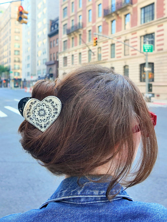 Hand-painted Paisley Heart Hair Claw Clip