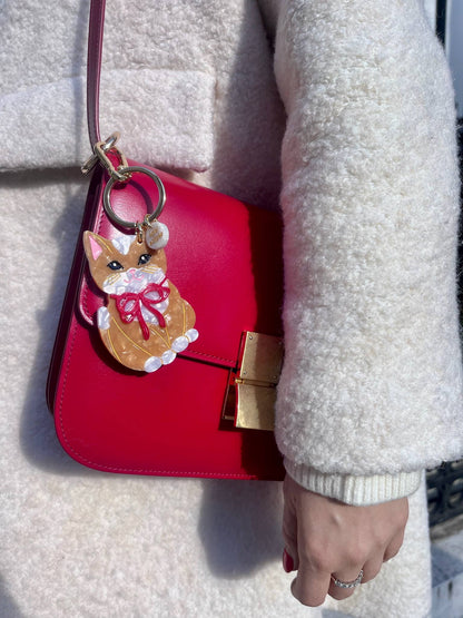 Hand-painted Kitten Bag Charm + Keychain