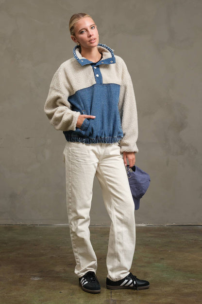 TEDDY DENIM PULLOVER JACKET