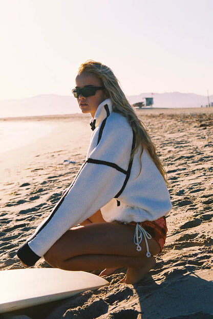 WHITE COMBO MOUNTAIN HIGH 1/2 ZIP FLEECE