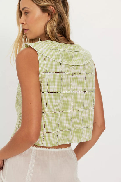 WAITING FOR ME GINGHAM PETER PAN TOP