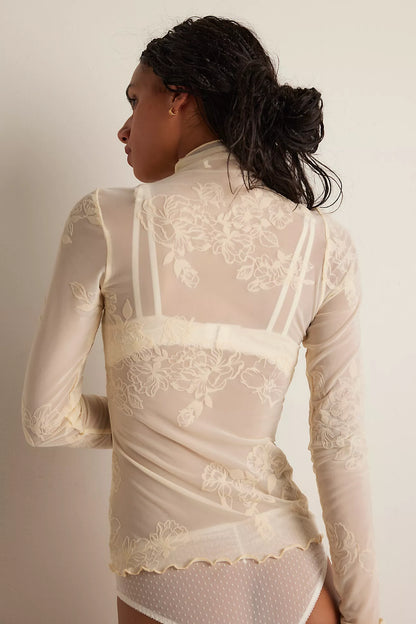 YOU DECIDE FLOCKED MESH MOCK