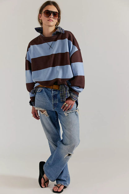 NEW CLASSIC STRIPE OVERSIZED CREWNECK