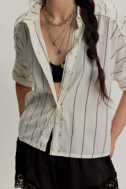 SEASIDE COTTON STRIPE SHIRT