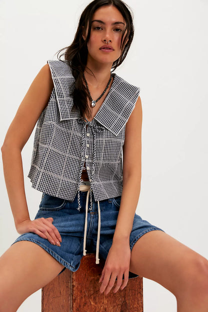 WAITING FOR ME GINGHAM PETER PAN TOP