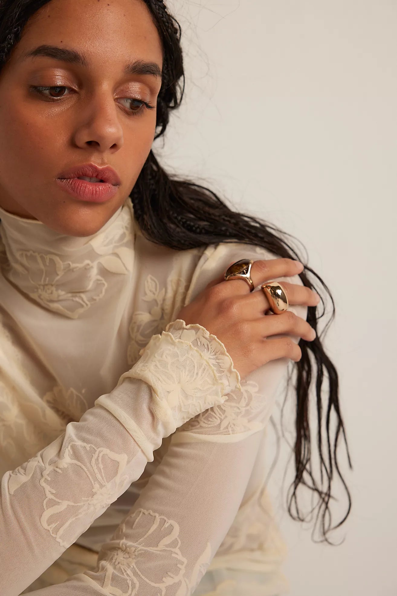 YOU DECIDE FLOCKED MESH MOCK