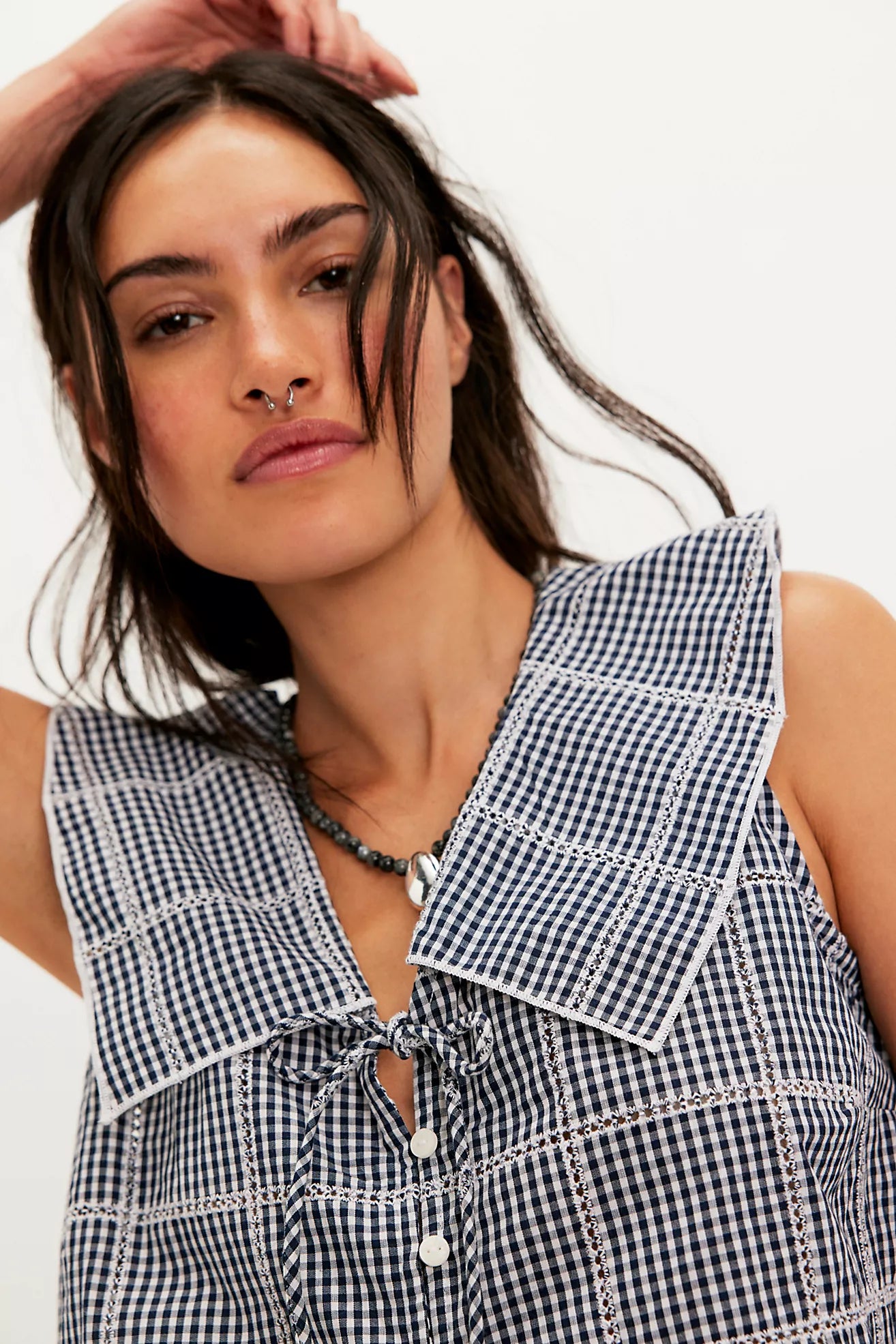 WAITING FOR ME GINGHAM PETER PAN TOP