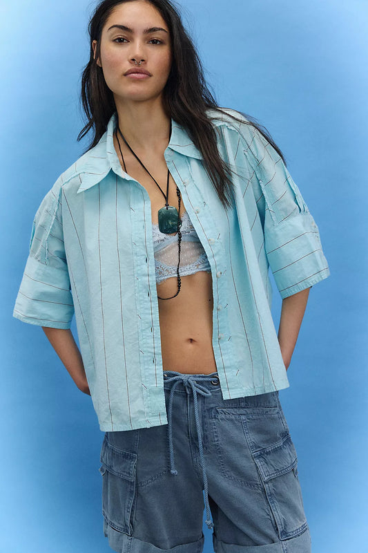 SEASIDE COTTON STRIPE SHIRT