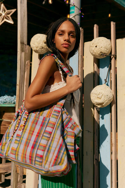 OKSANA MULTI PLAID TOTE