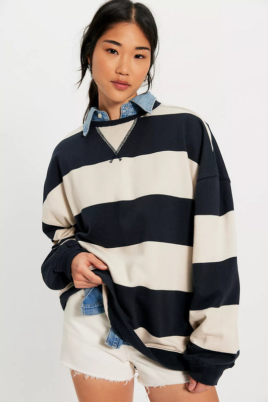 NEW CLASSIC STRIPE OVERSIZED CREWNECK