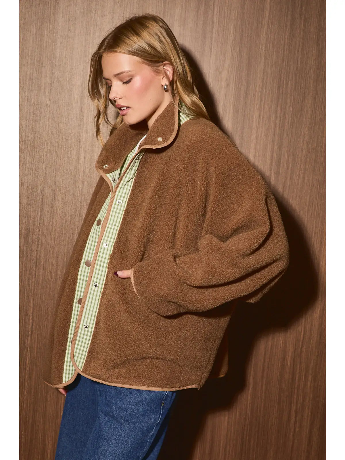 GINGHAM REVERSIBLE TEDDY JACKET