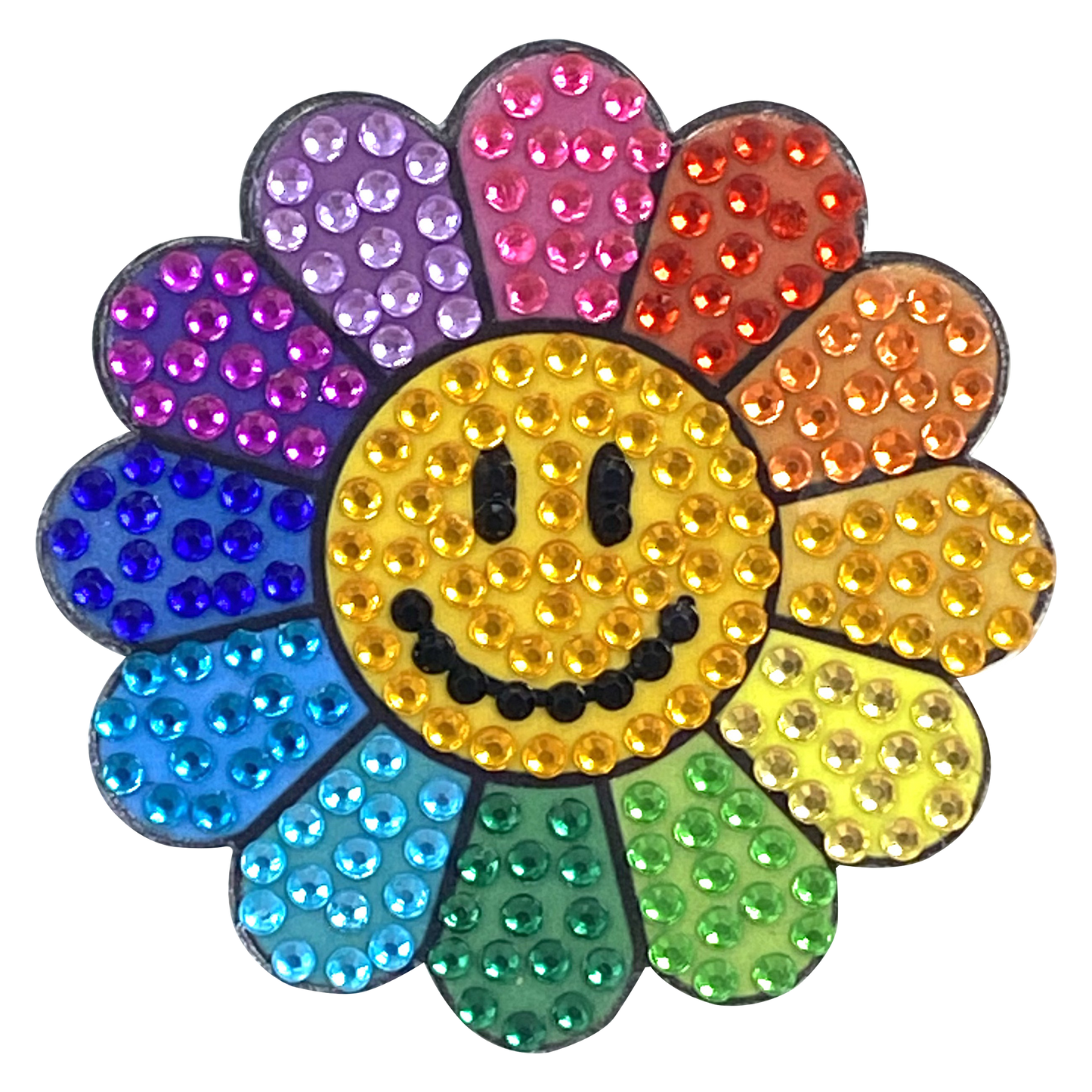 Rainbow Daisy Rhinestone 2" Sticker