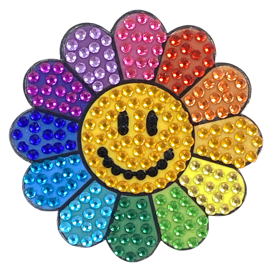 Rainbow Daisy Rhinestone 2" Sticker