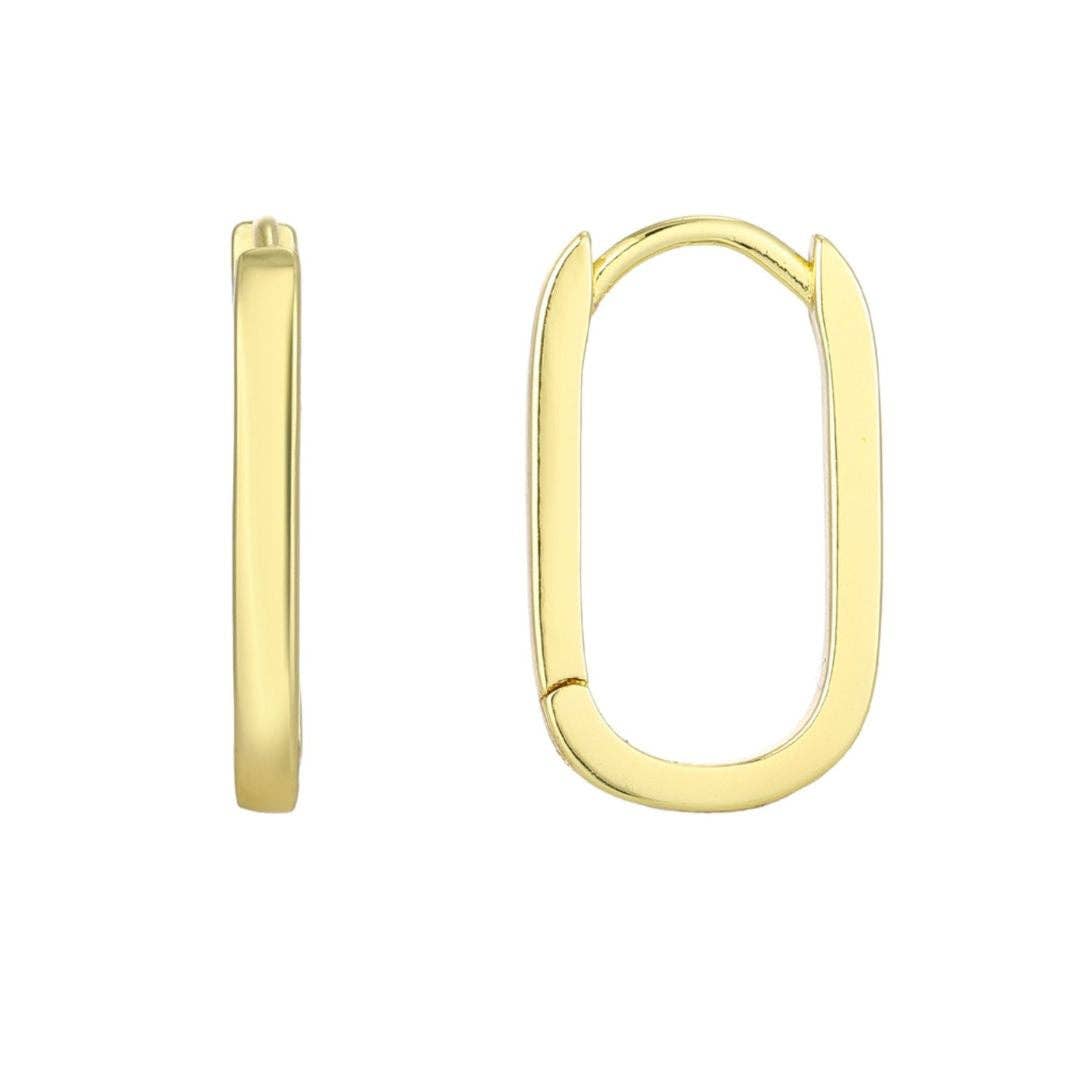 Rectangle Hoop Earrings 14k Gold Plated