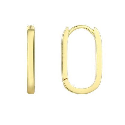 Rectangle Hoop Earrings 14k Gold Plated