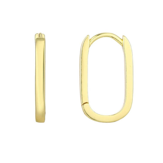 Rectangle Hoop Earrings 14k Gold Plated