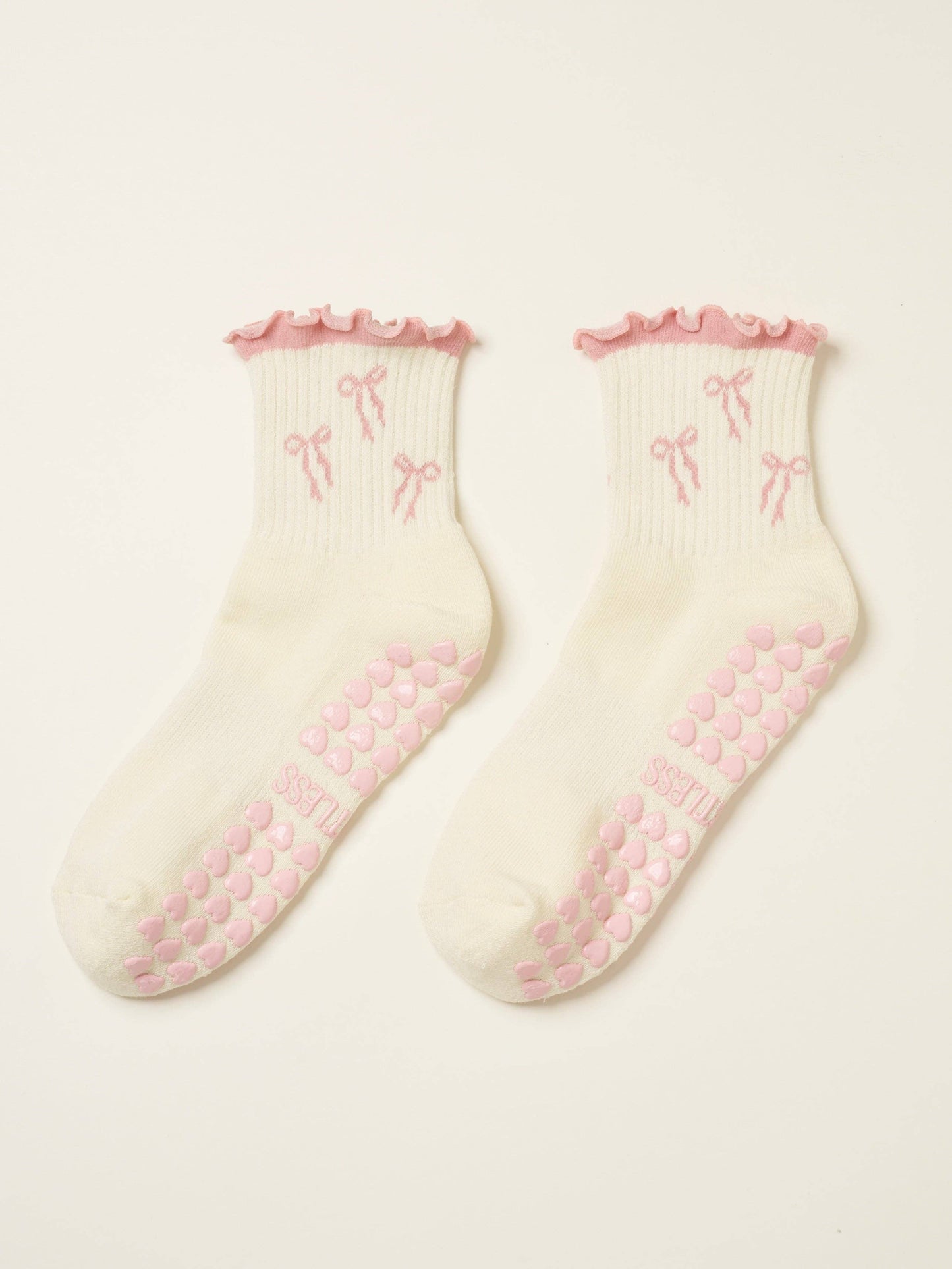 BOW RUFFLE GRIP PILATES SOCKS