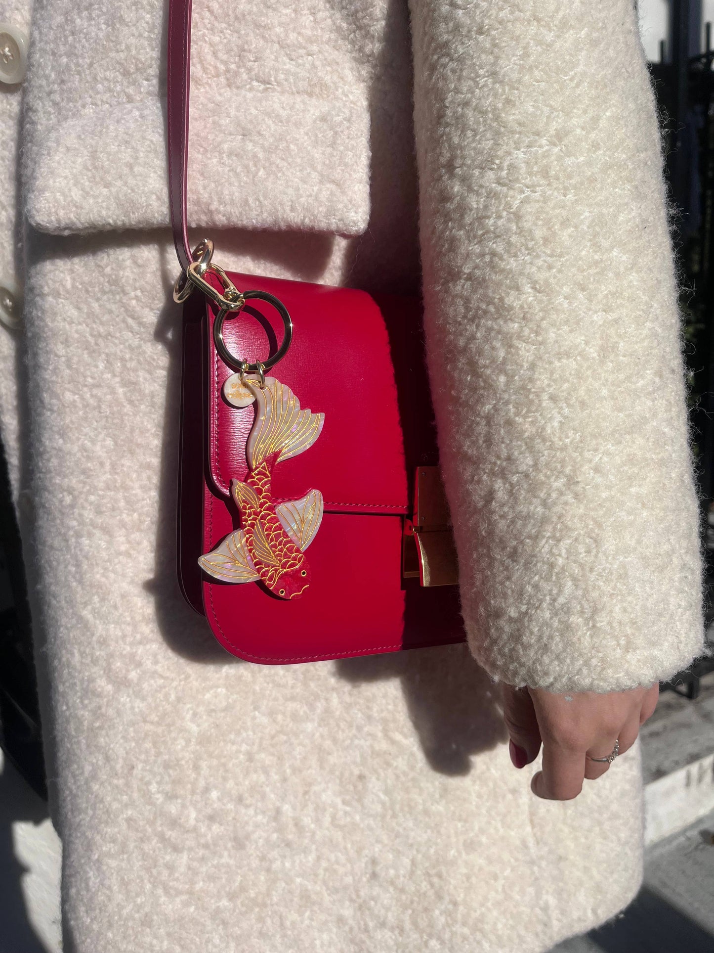 Hand-painted Koi Fish Bag Charm + Keychain